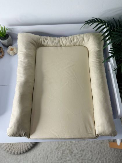 ❤ Матрасик у пеленатор, на блискавці, поролон з'ємний, 55см на 70см. Принт - Лісові друзі на хмаринках, однотон беж (#69921538)  2