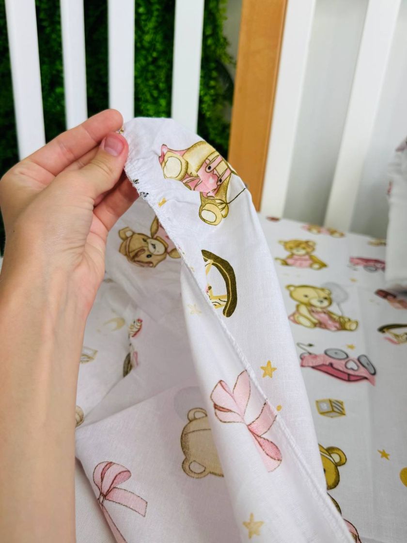 ❤ Змінна дитяча постіль, підковдра 110см на 90см. Принт - Ведмедик з рожевими іграшками (#19720642) ✓ Anna Konvert