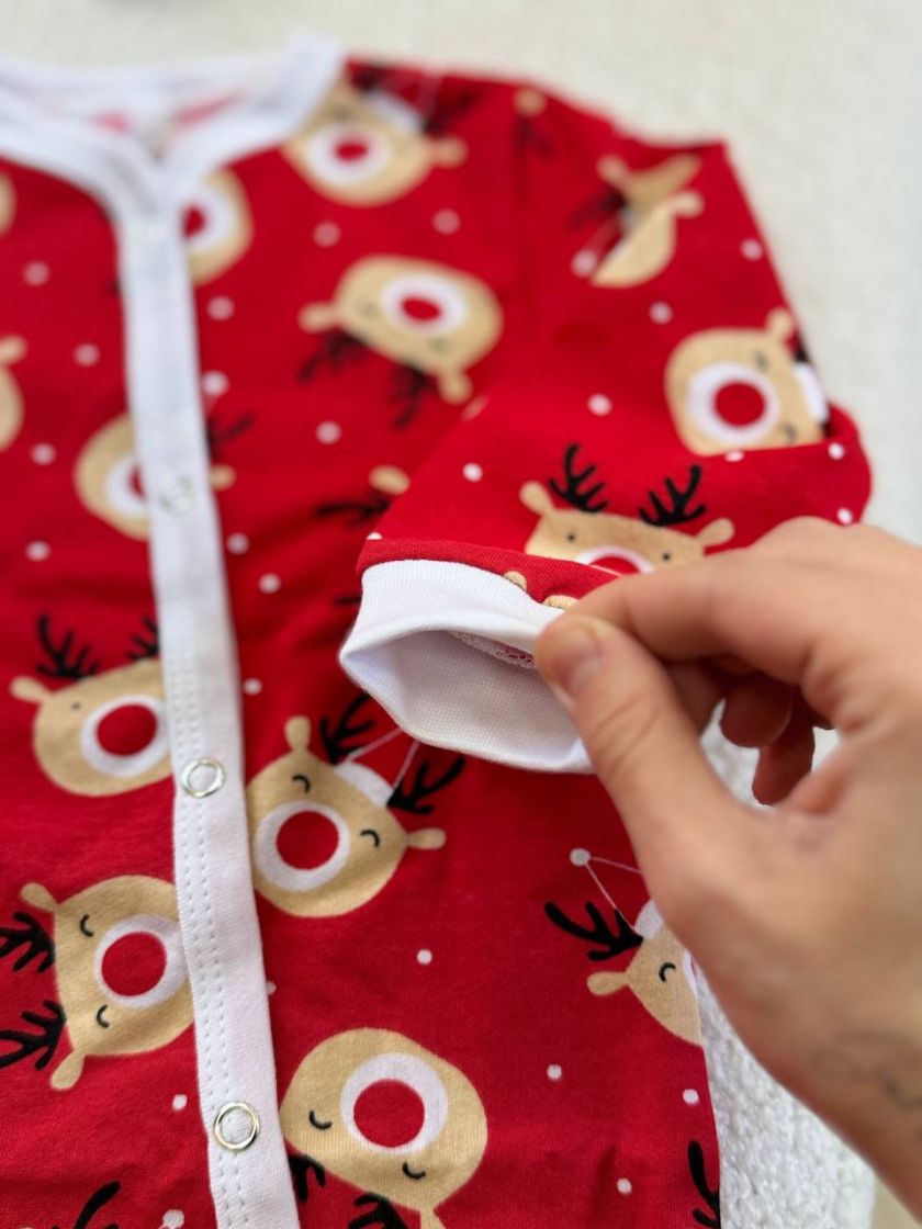 ❤ Чоловічок на байці з шапочкою новорічні. Принт - Олені червоні новорічні. Розмір - 74 (#11002772) ✓ Anna Konvert