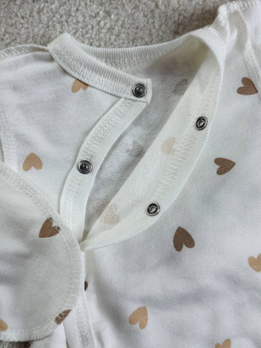 ❤ Комплект 2ка з боді, байка, Ромашка 56-62см. Принт - Сердця різні, беж. Розмір - 56-62 (#1741663) ✓ Anna Konvert