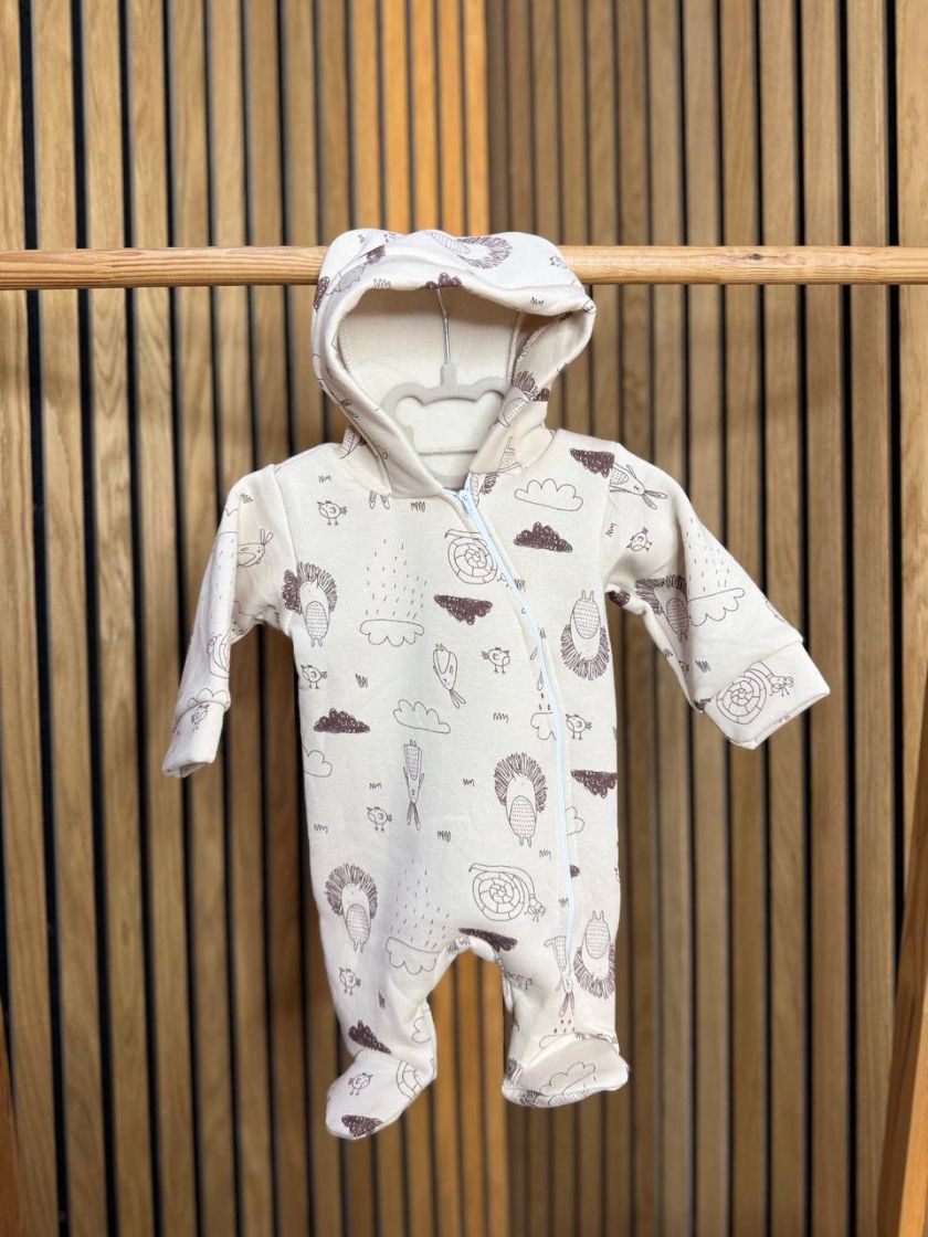 ❤ Ромпер, на флісі трьохнитка до +10 градусів.. Колір - Лісові звірі на бежі. Розмір - 62-68 см (#20792708) ✓ Anna Konvert