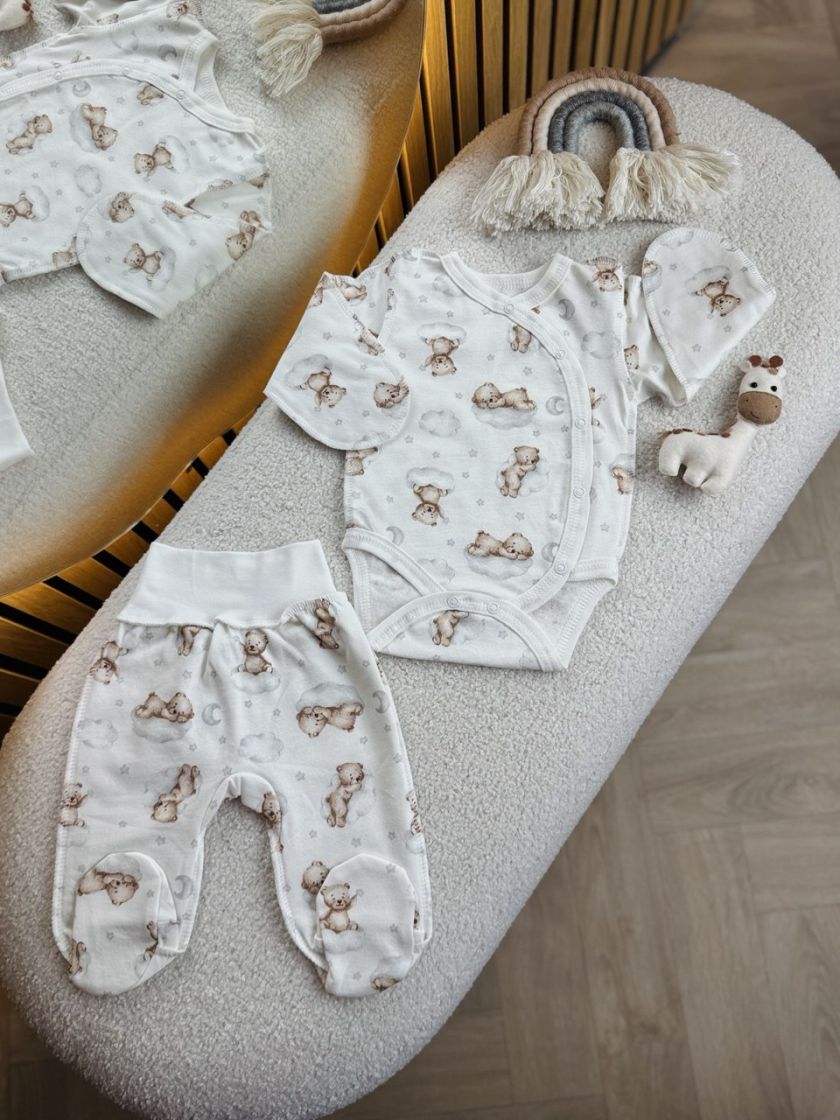 ❤ Комплект 2ка з боді, інтерлок Ромашка, 56-62см. Принт - Ведмедик на хмаринці (#91686905) ✓ Anna Konvert