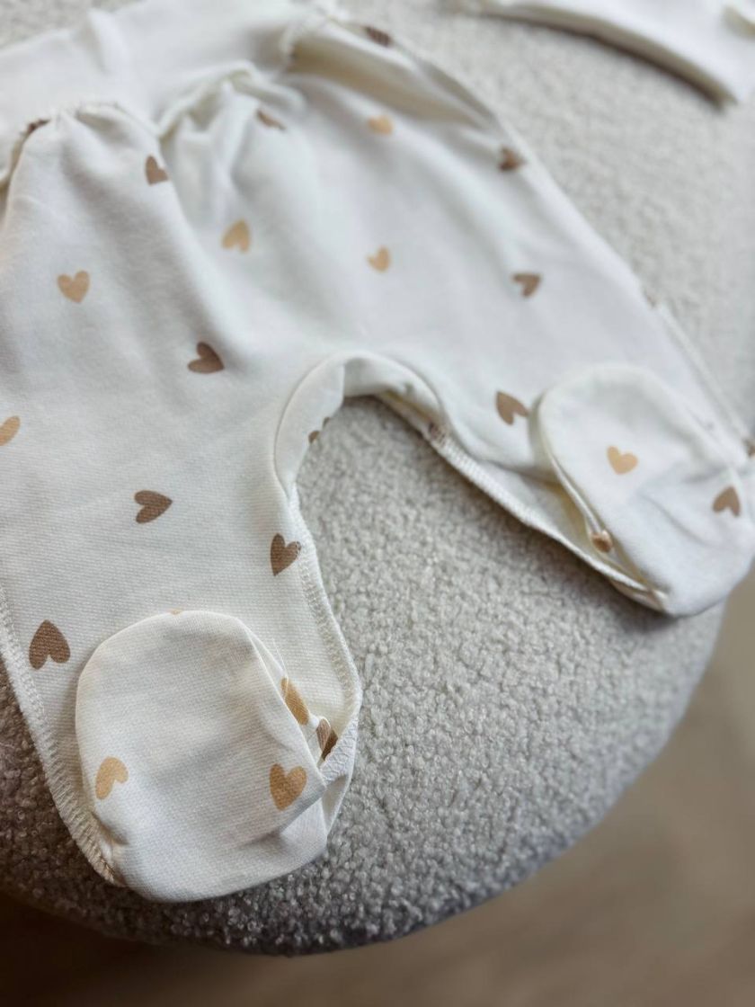 ❤ Комплект 3ка з сорочкою байка, Ромашка. Колір - Серця беж різні. Розмір - 56-62 (#79477691) ✓ Anna Konvert