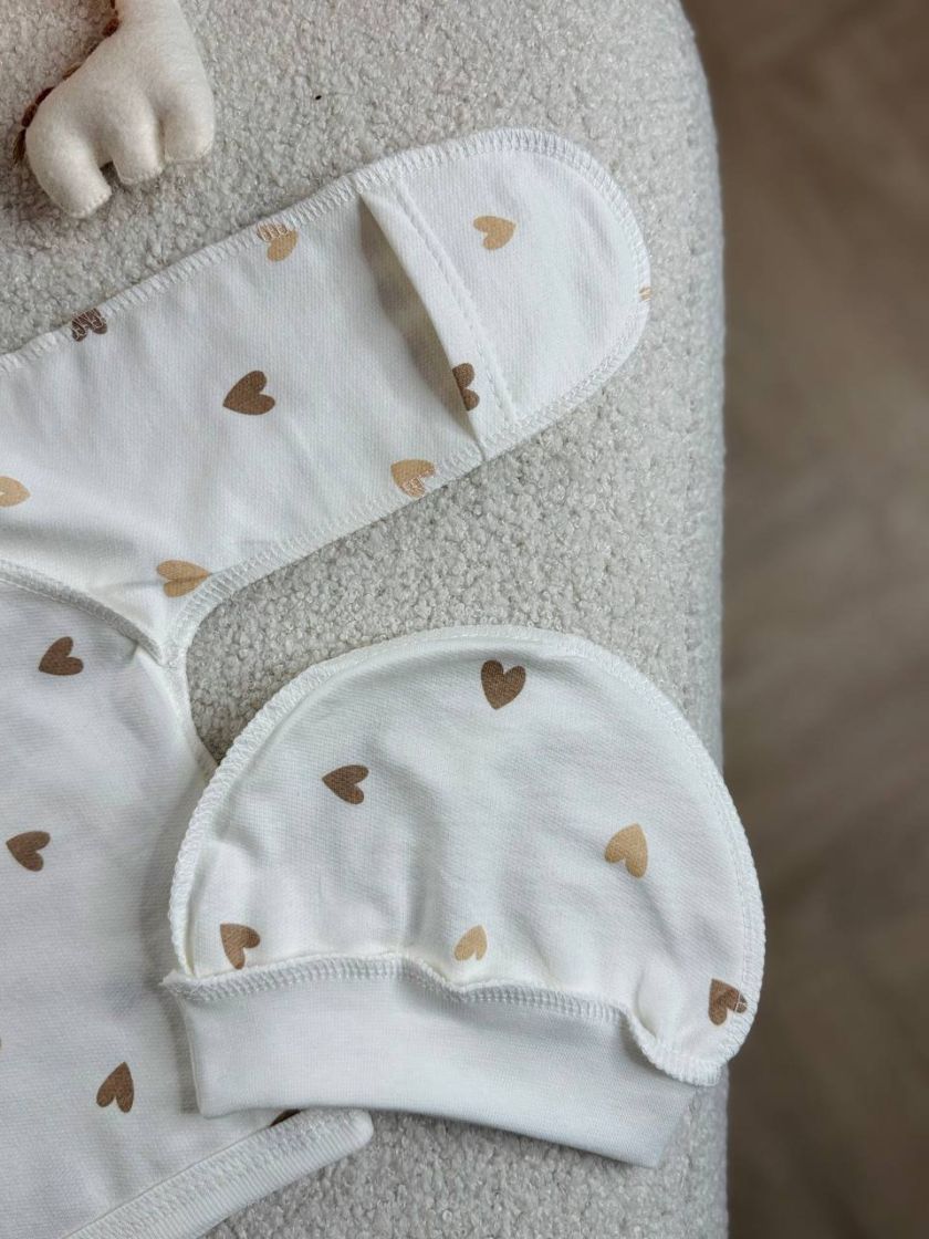 ❤ Комплект 3ка з сорочкою байка, Ромашка. Колір - Серця беж різні. Розмір - 56-62 (#79477691) ✓ Anna Konvert