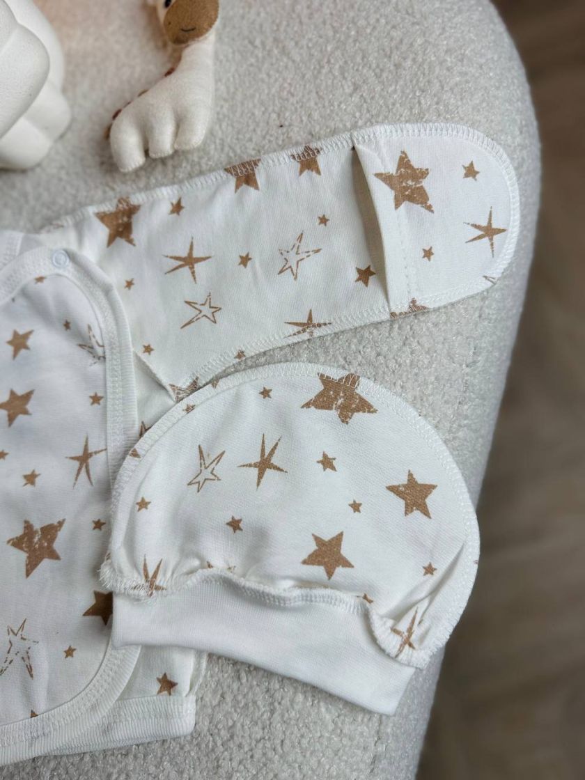 ❤ Комплект 3ка з сорочкою байка, Ромашка. Колір - Зірки різні, беж. Розмір - 56-62 (#83062789) ✓ Anna Konvert