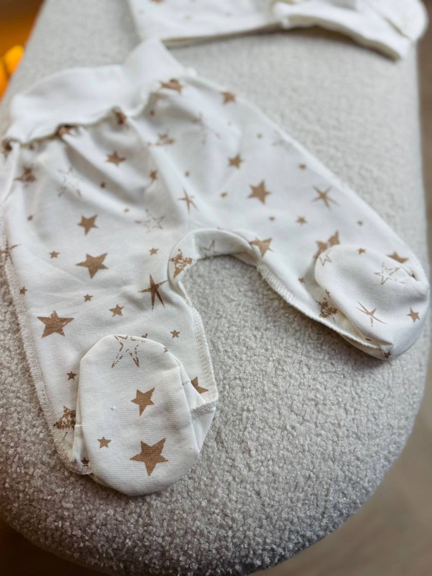 ❤ Комплект 3ка з сорочкою байка, Ромашка. Колір - Зірки різні, беж. Розмір - 56-62 (#83062789) ✓ Anna Konvert