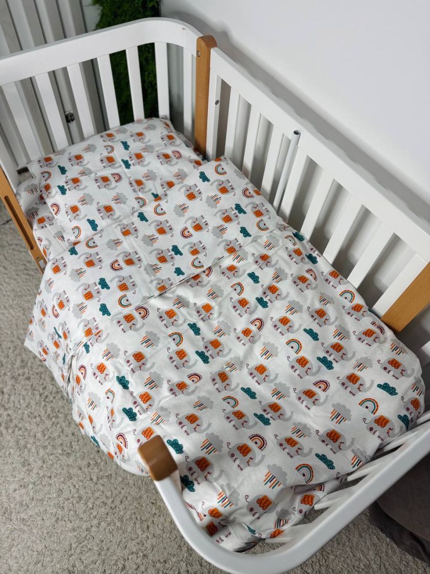 ❤ Змінна дитяча постіль байкова, 140*110. Принт - Слони з веселками (#64242839) ✓ Anna Konvert