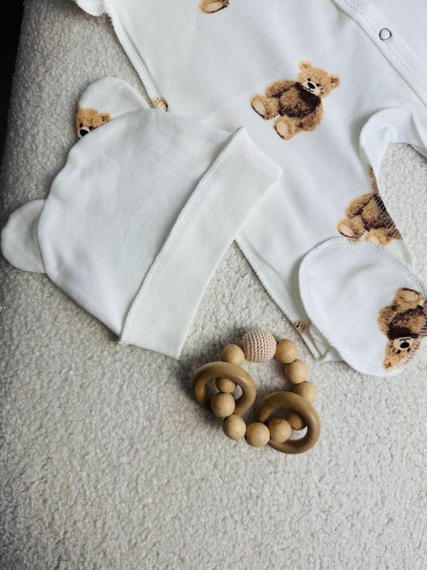 ❤ Чоловічок з шапочкою інтерлок, БО. Принт - Ведмедик тедді сидячий. Розмір - 62 (#4142091) ✓ Anna Konvert