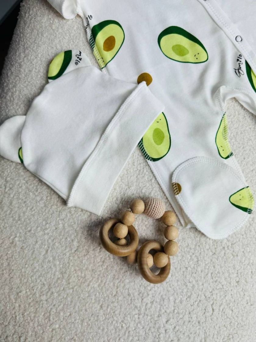 ❤ Чоловічок з шапочкою інтерлок, Баранчик БО. Принт - Авокадо. Розмір - 62 (#54392316) ✓ Anna Konvert