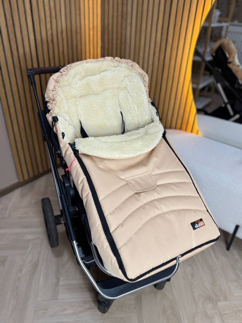 ❤ Зимовий конверт у прогулянковий візочок, санчата Maxi ForKids, 3х точковий. Колір - Бежевий (#45804963) ✓ Anna Konvert