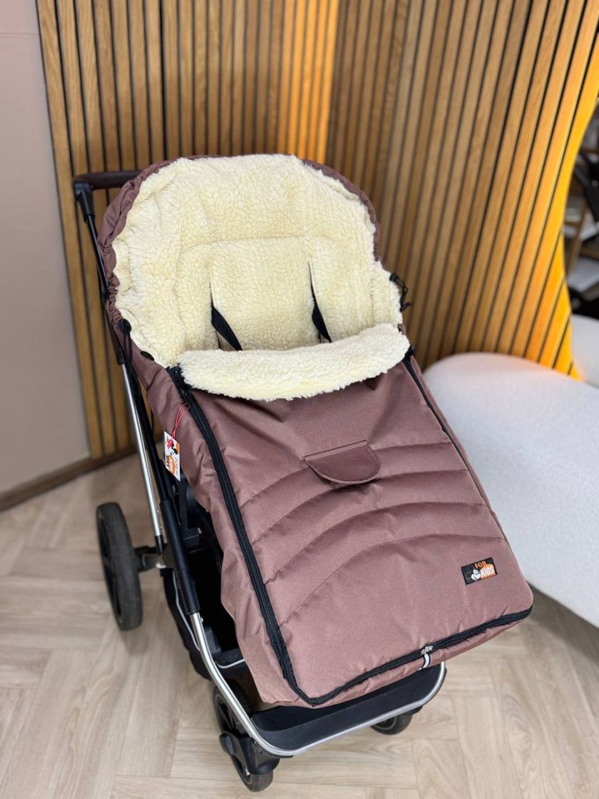 ❤ Зимовий конверт у прогулянковий візочок, санчата Maxi ForKids, 3х точковий. Колір - Шоколадний (#44751451) ✓ Anna Konvert