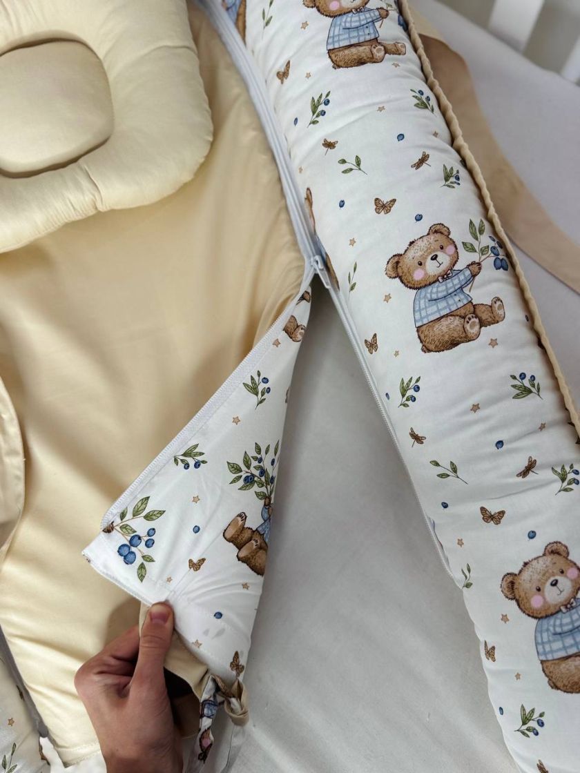 ❤ Кокон-гніздечко з ручками. Принт - Ведмедик у светрі з гілкою ягід, бежевий (#4677767) ✓ Anna Konvert