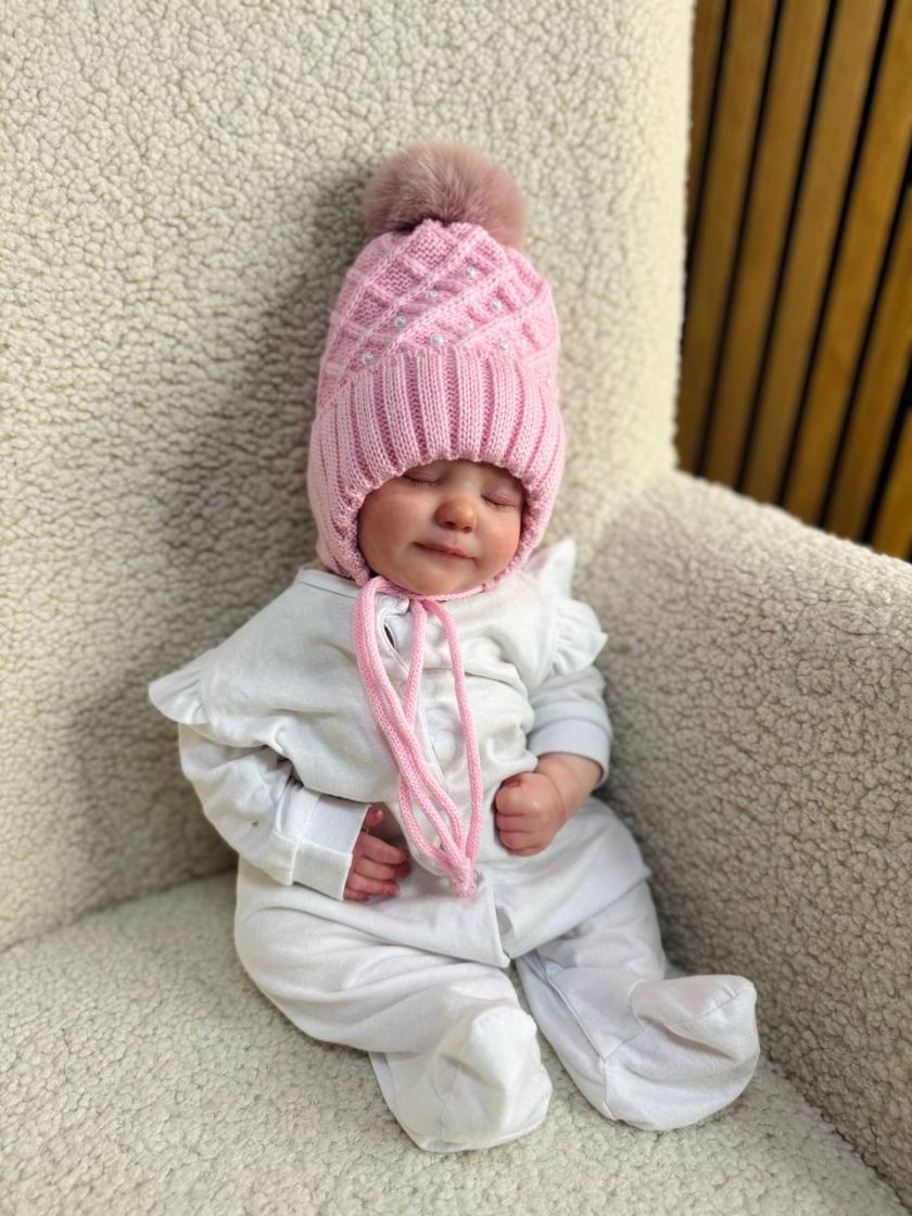 ❤ Шапка зимова, 0-6 міс. Колір - Рожева (#0510) ✓ Anna Konvert