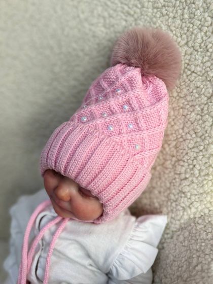 ❤ Шапка зимова, 0-6 міс. Колір - Рожева (#0510) ✓ Anna Konvert 2