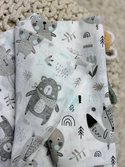 ❤ Пелюшки бавовняні. Принт - Лісові звірі сірі с бірюзовим (#17159065) ✓ Anna Konvert 2