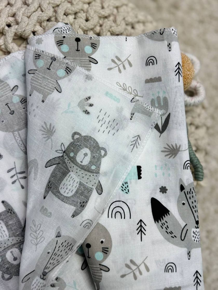 ❤ Пелюшки бавовняні. Принт - Лісові звірі сірі с бірюзовим (#17159065) ✓ Anna Konvert