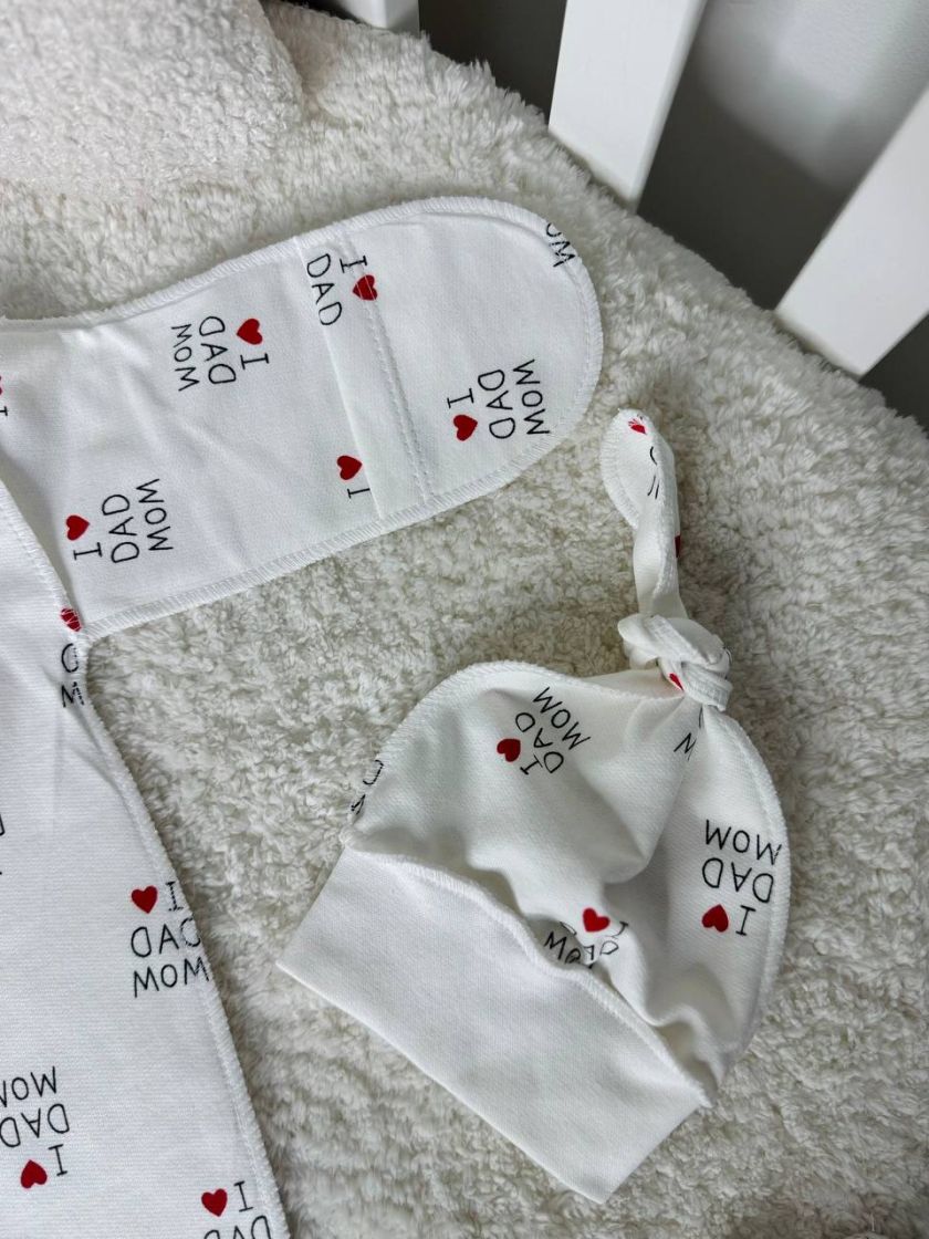 ❤ Чоловічок з шапочкою байка, 56-62см. Принт - I love mom dad (#32635910) ✓ Anna Konvert