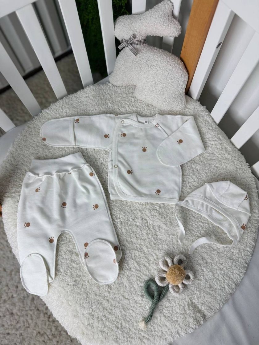 ❤ Комплект 3ка з сорочкою, байка 56-62см. Принт - Лапки (#68265808) ✓ Anna Konvert