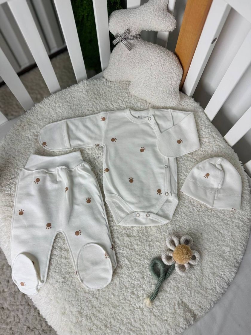 ❤ Комплект 3ка з боді, байка 56р. Принт - Лапки (#28152366) ✓ Anna Konvert