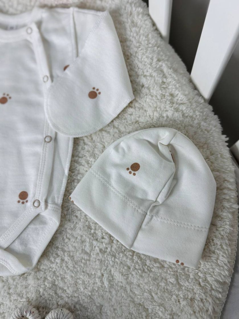 ❤ Комплект 3ка з боді, байка 56р. Принт - Лапки (#28152366) ✓ Anna Konvert