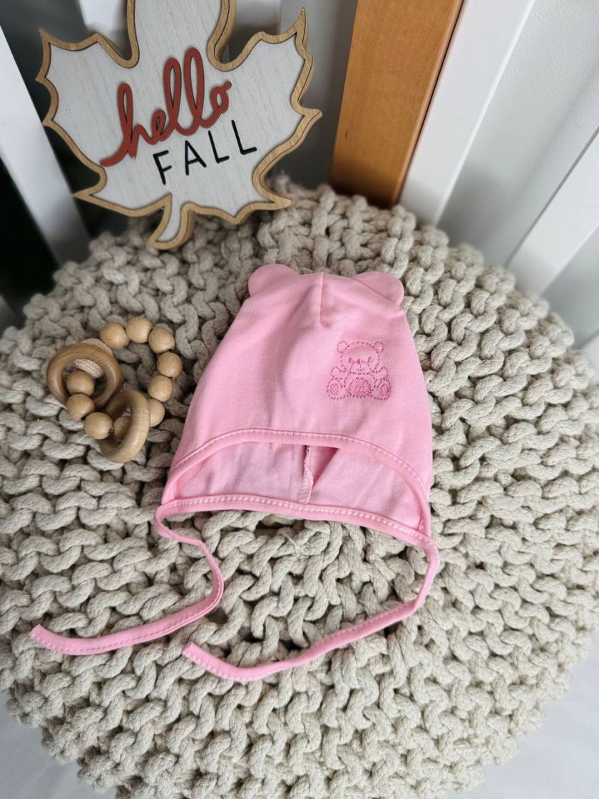 ❤ Шапочка з зав'язками, 0-3міс. Колір - Рожевий. Матеріал - Байка (#72731805) ✓ Anna Konvert