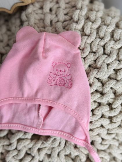 ❤ Шапочка з зав'язками, 0-3міс. Колір - Рожевий. Матеріал - Байка (#72731805) ✓ Anna Konvert 2