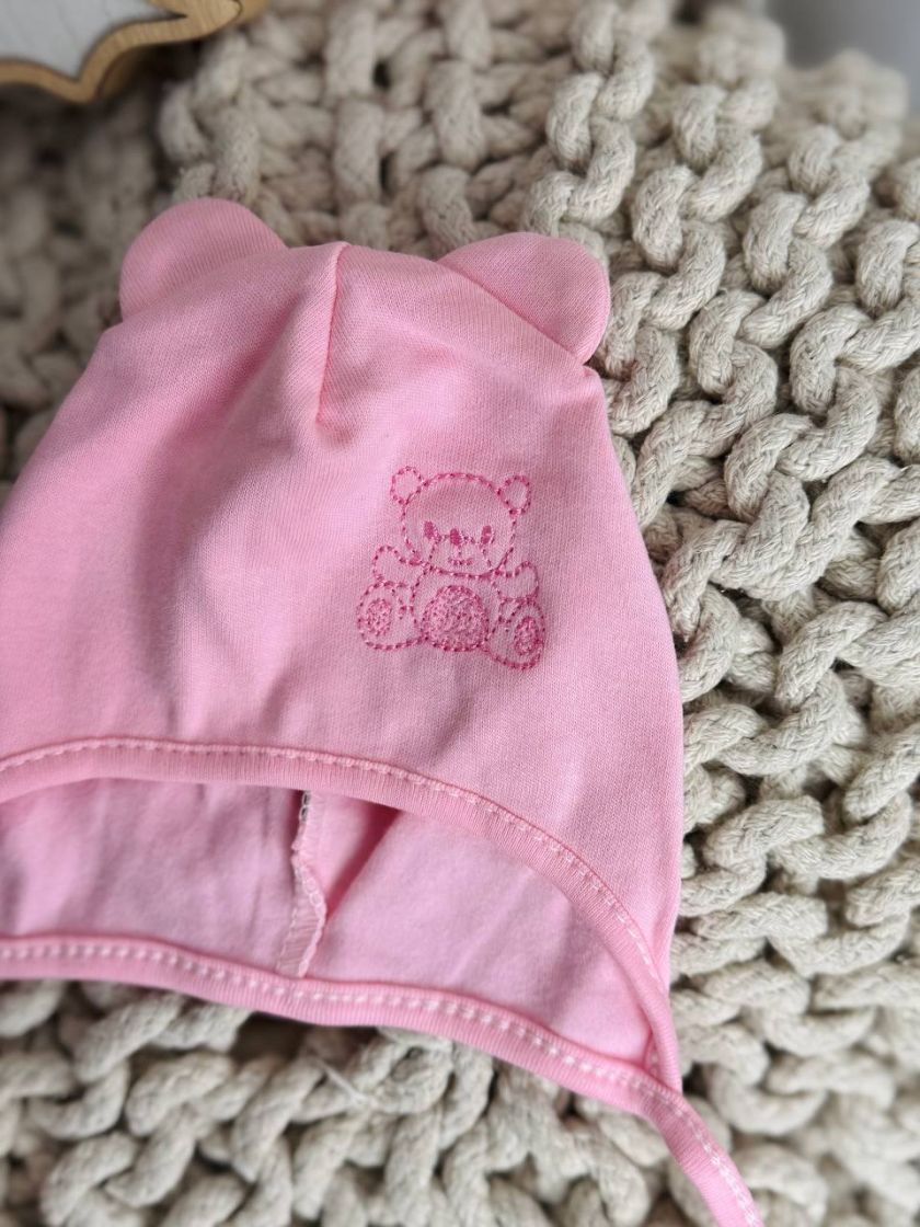 ❤ Шапочка з зав'язками, 0-3міс. Колір - Рожевий. Матеріал - Байка (#72731805) ✓ Anna Konvert