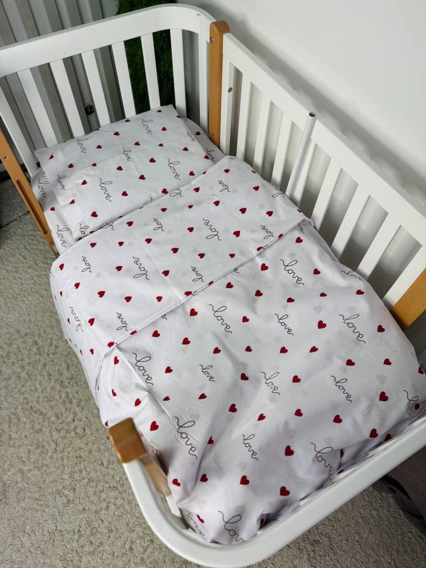 ❤ Змінна дитяча постіль, розмір підковдри 140 см на 110 см. Принт - Love сердця червоні (#74527626) ✓ Anna Konvert