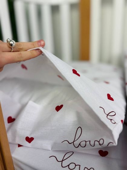 ❤ Змінна дитяча постіль, розмір підковдри 140 см на 110 см. Принт - Love сердця червоні (#74527626) ✓ Anna Konvert 2