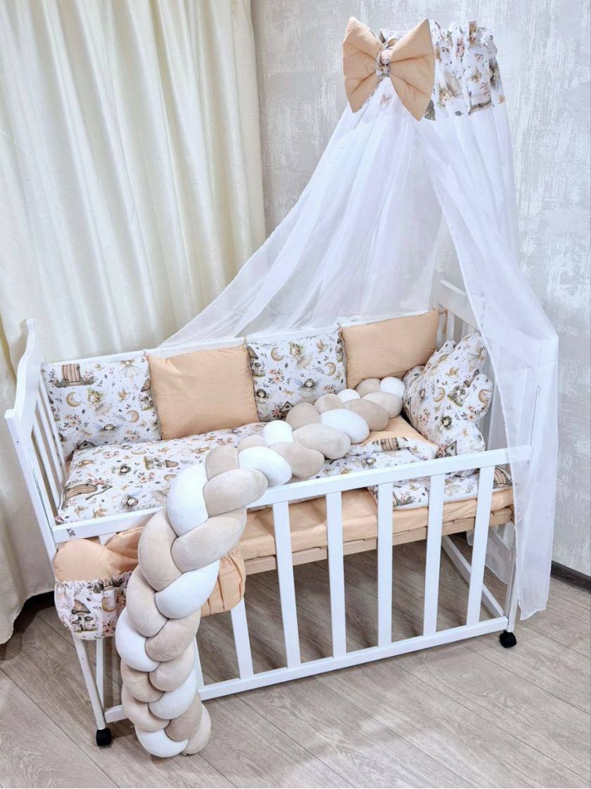 ❤ Набір з косою на 2 боки Bonna. Принт - Принцесса з пташками на бежевому (#44000407) ✓ Anna Konvert