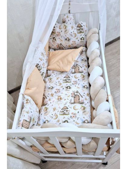 ❤ Набір з косою на 2 боки Bonna. Принт - Принцесса з пташками на бежевому (#44000407) ✓ Anna Konvert 2