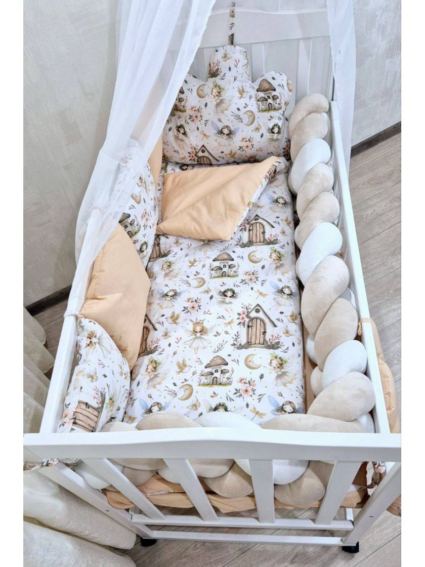 ❤ Набір з косою на 2 боки Bonna. Принт - Принцесса з пташками на бежевому (#44000407) ✓ Anna Konvert