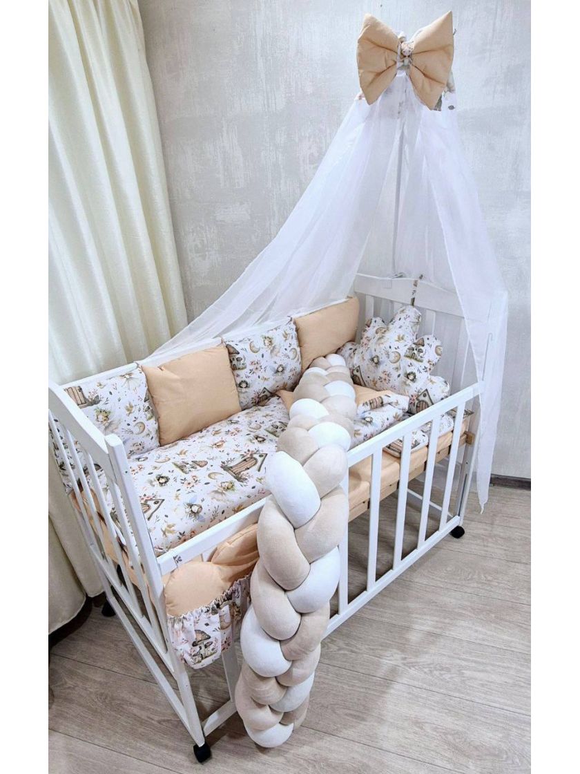 ❤ Набір з косою на 2 боки Bonna. Принт - Принцесса з пташками на бежевому (#44000407) ✓ Anna Konvert