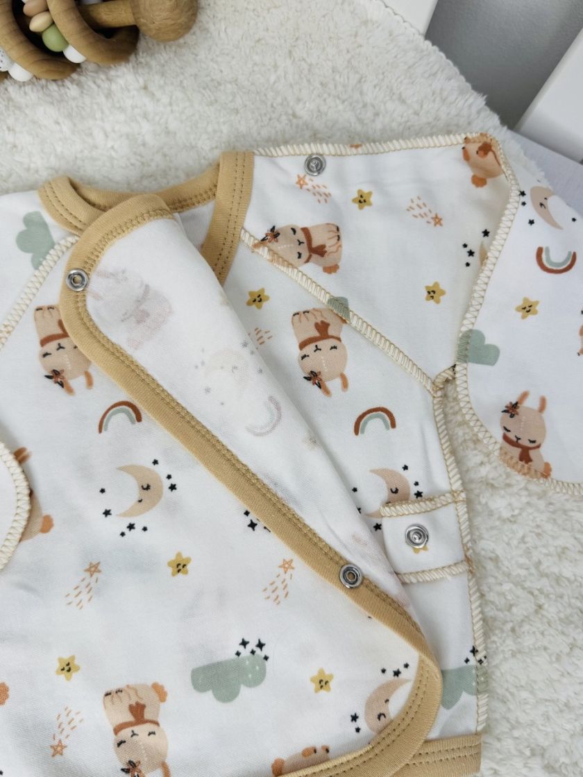 ❤ Комплект 3ка з сорочкою інтерлок 56см. Принт - Сплячі зайці беж (#32009696) ✓ Anna Konvert