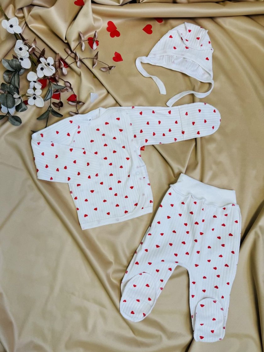 ❤ Комплект 3ка з сорочкою інтерлок 56см. Принт - Сердця дрібні червоні (#84382072) ✓ Anna Konvert