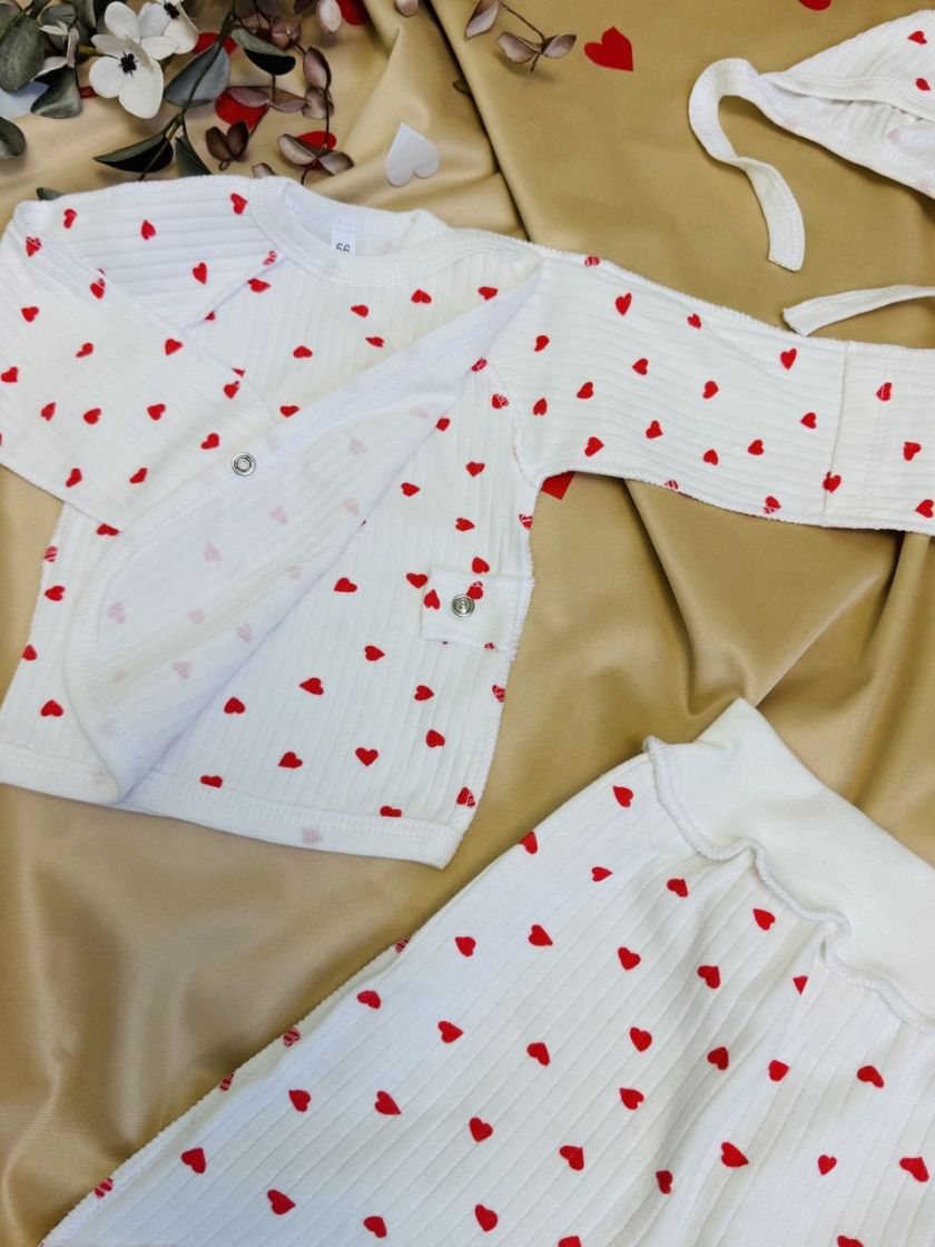 ❤ Комплект 3ка з сорочкою інтерлок 56см. Принт - Сердця дрібні червоні (#84382072) ✓ Anna Konvert