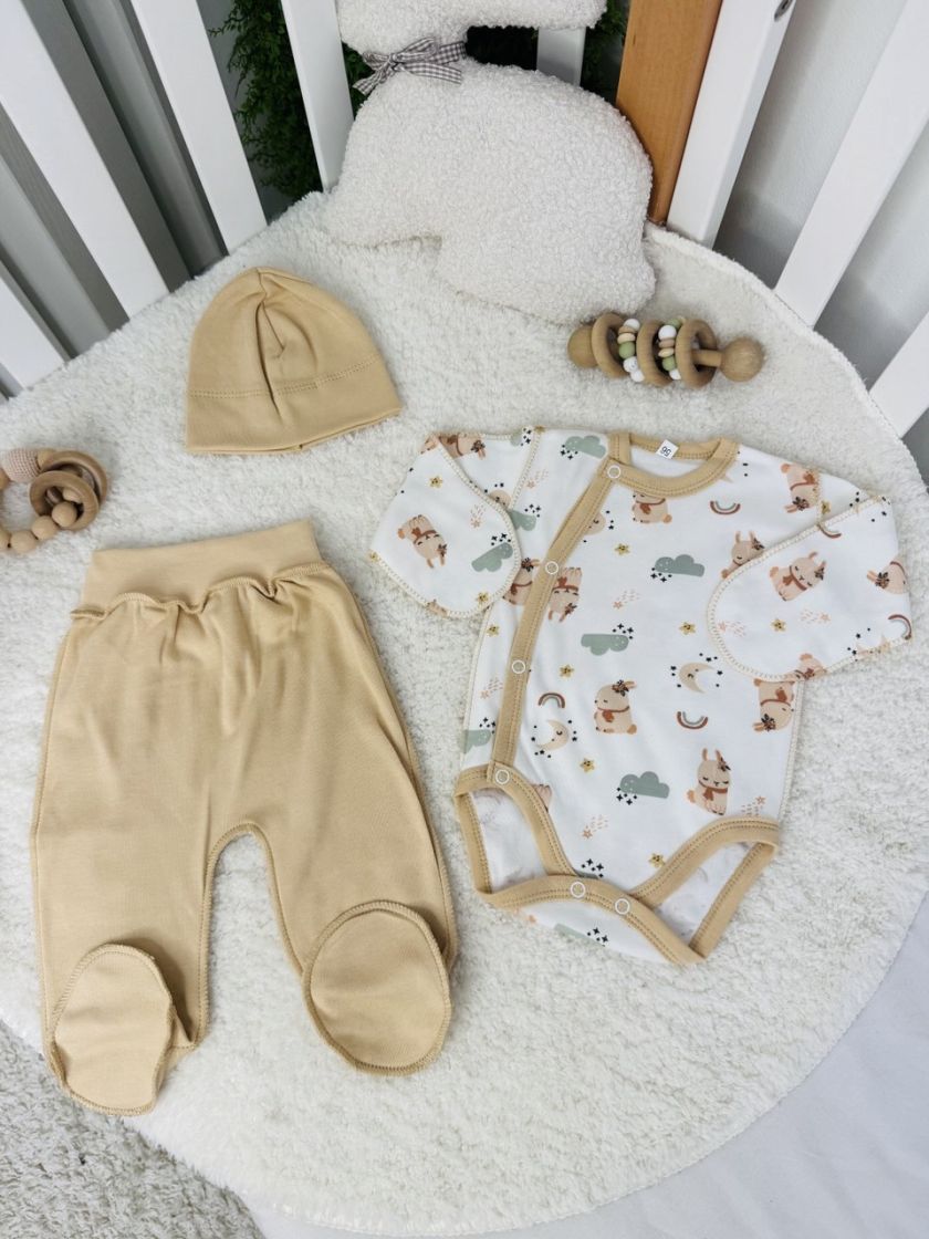 ❤ Комплект 3ка з боді інтерлок, 56р. Принт - Сплячі зайці (#52154323) ✓ Anna Konvert