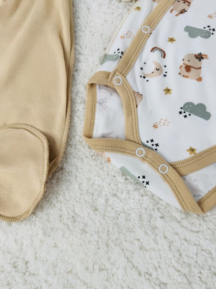 ❤ Комплект 3ка з боді інтерлок, 56р. Принт - Сплячі зайці (#52154323) ✓ Anna Konvert