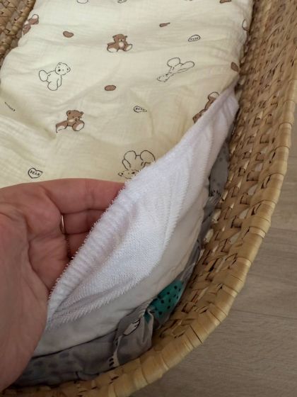 ❤ Простирадло муслін непромакаюче у візочок на гумці. Колір - Ведмедики контур на пісочному (#17541006) ✓ Anna Konvert 2