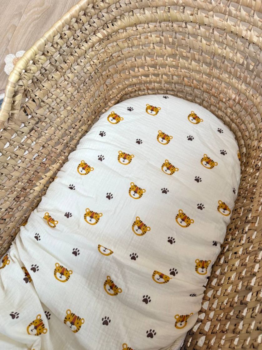 ❤ Простирадло муслін непромакаюче у візочок на гумці. Колір - Тигр, лапки (#47445579) ✓ Anna Konvert