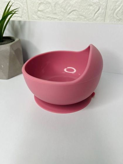 ❤ Силіконова глибока миска на присосці, з ложкою та виделкою. Колір - dusty pink (#82182915) ✓ Anna Konvert 2