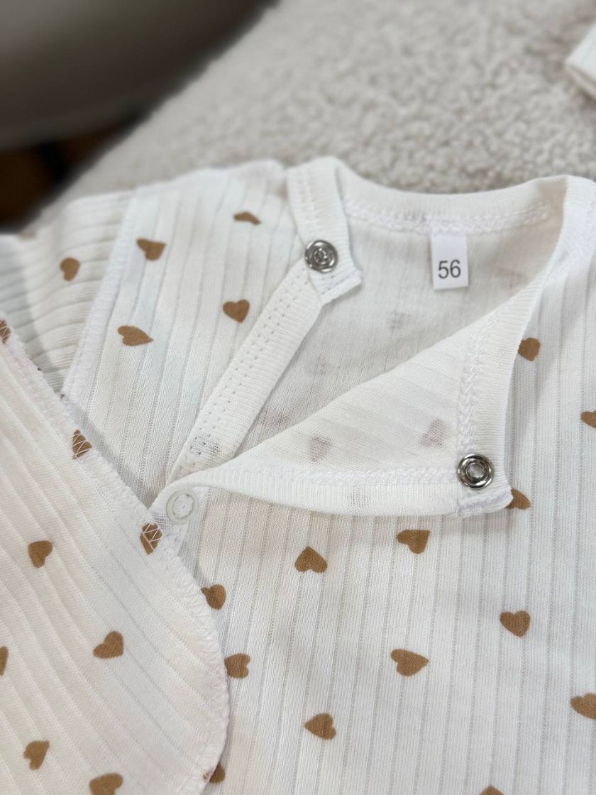 ❤ Комплект 3ка з боді інтерлок, 56р. Принт - Сердця дрібні беж (#35268422) ✓ Anna Konvert