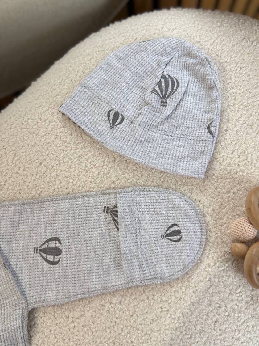 ❤ Комплект 3ка з боді інтерлок, 56р. Принт - Повітряні кулі на сірому (#40062152) ✓ Anna Konvert