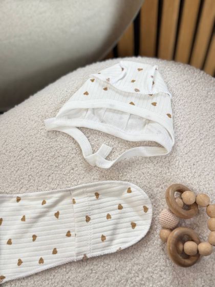 ❤ Комплект 3ка з сорочкою інтерлок 56см. Принт - Сердця дрібні беж (#41646003) ✓ Anna Konvert 2