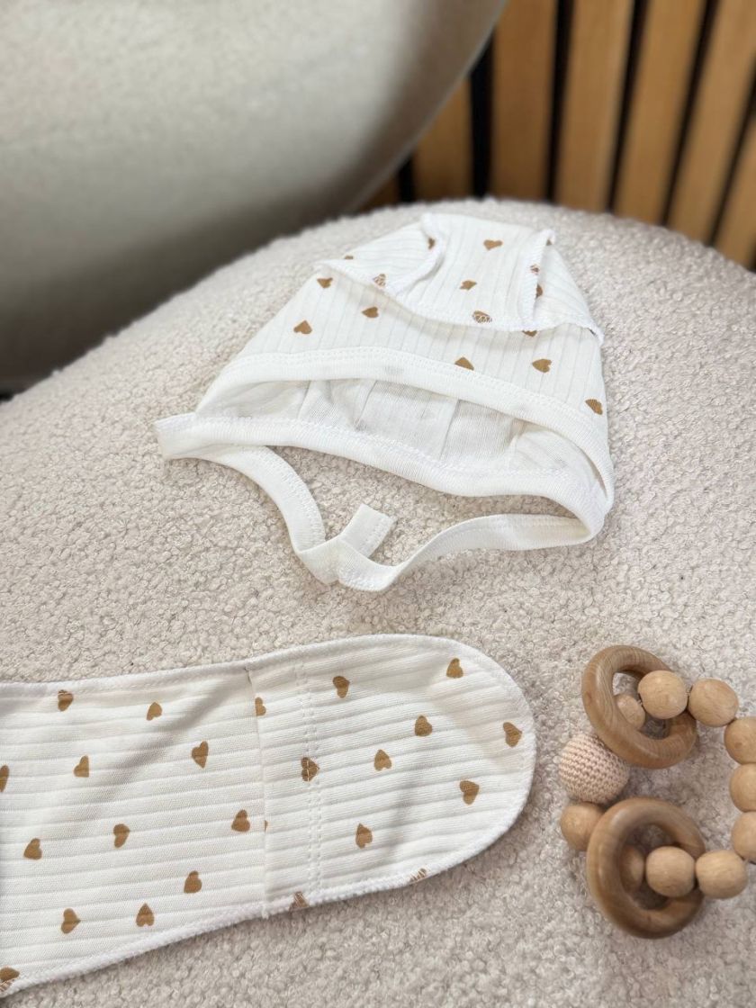 ❤ Комплект 3ка з сорочкою інтерлок 56см. Принт - Сердця дрібні беж (#41646003) ✓ Anna Konvert