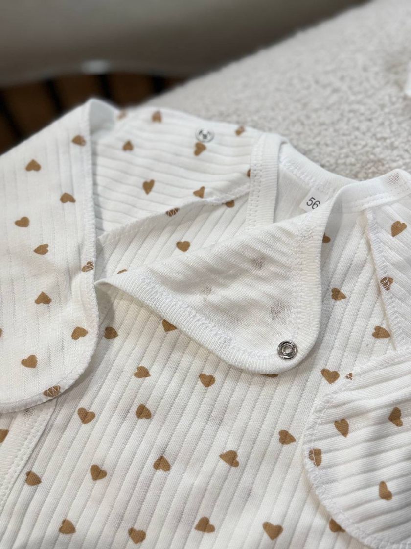 ❤ Комплект 3ка з сорочкою інтерлок 56см. Принт - Сердця дрібні беж (#41646003) ✓ Anna Konvert