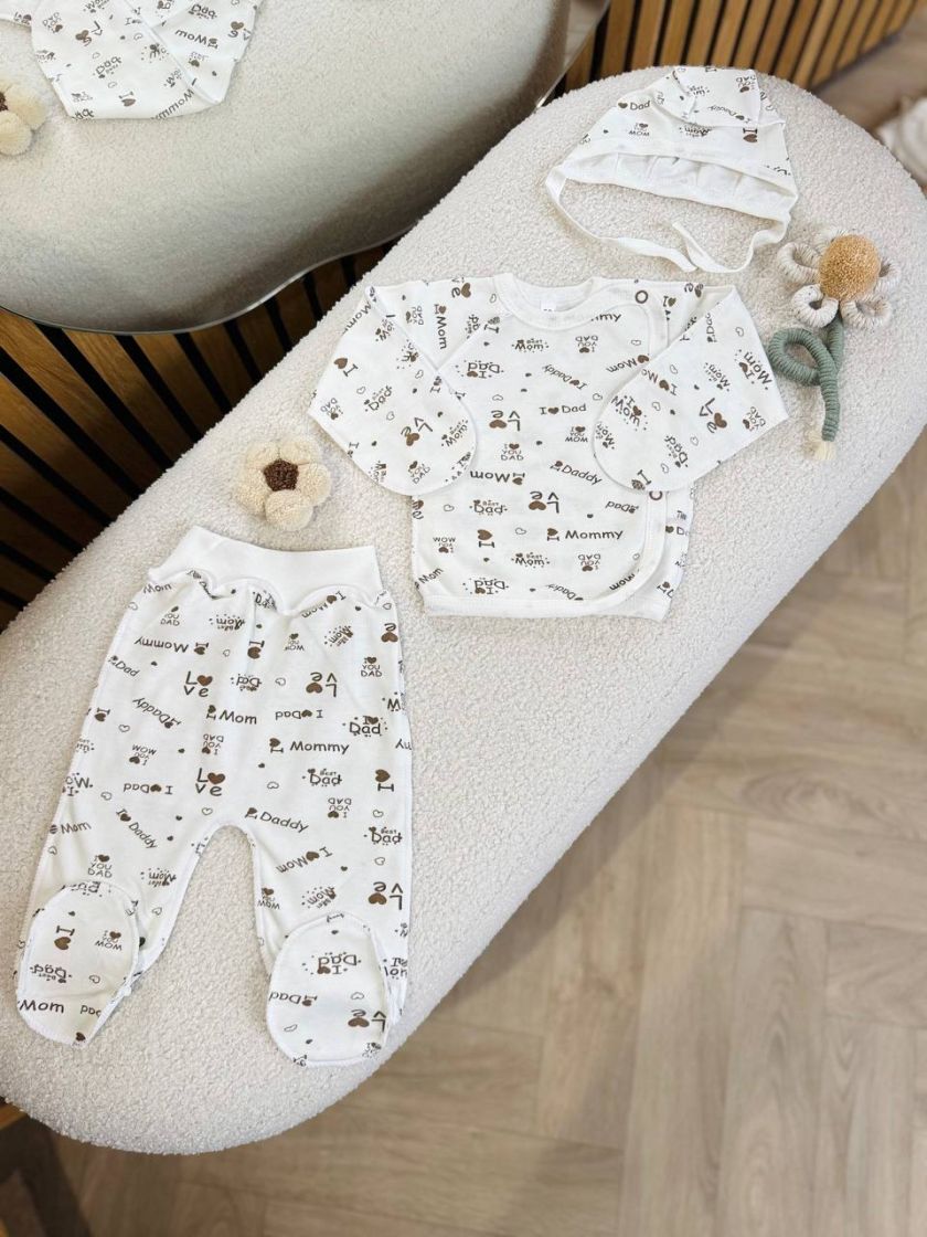 ❤ Комплект 3ка з сорочкою інтерлок 56см. Принт - I love mom, i love dad (#69536705) ✓ Anna Konvert