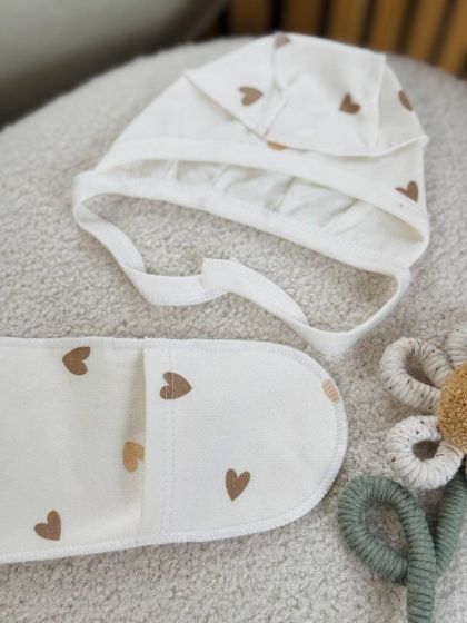 ❤ Комплект 3ка з сорочкою, байка 56-62см. Принт - Кульбаба, серця різні беж (#7525657) ✓ Anna Konvert 2