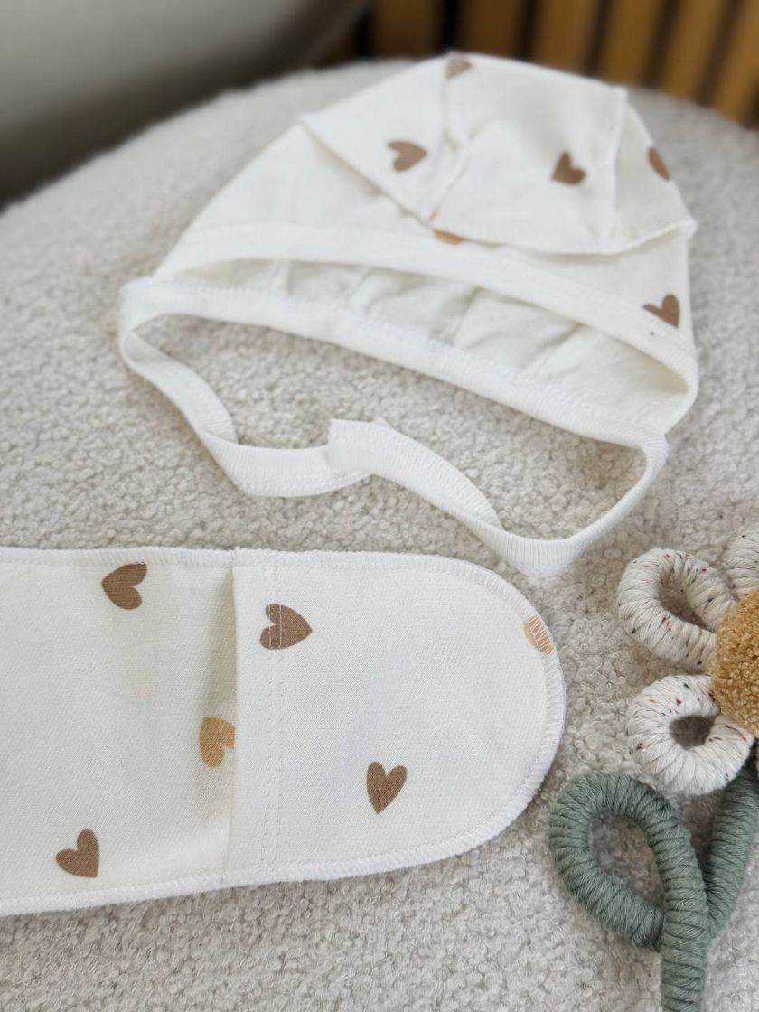 ❤ Комплект 3ка з сорочкою, байка 56-62см. Принт - Кульбаба, серця різні беж (#7525657) ✓ Anna Konvert