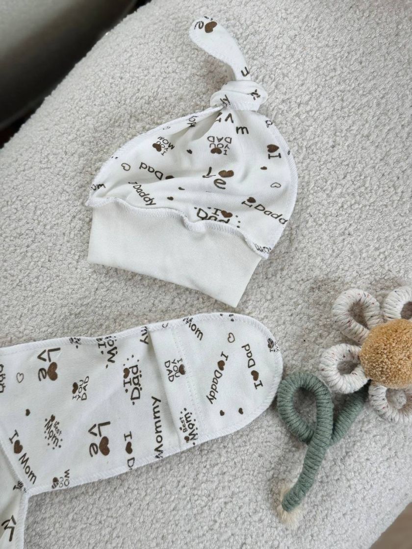 ❤ Чоловічок з шапочкою, інтерлок, 56-62р. Принт - I love mom, i love dad (#49023179) ✓ Anna Konvert